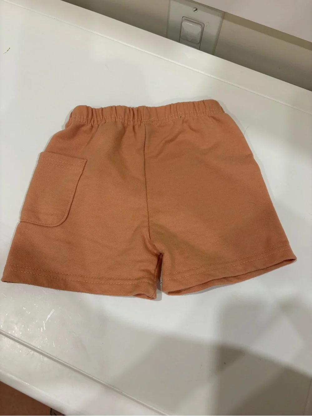 Toddler Peach Elastic-Waist Pocket Shorts